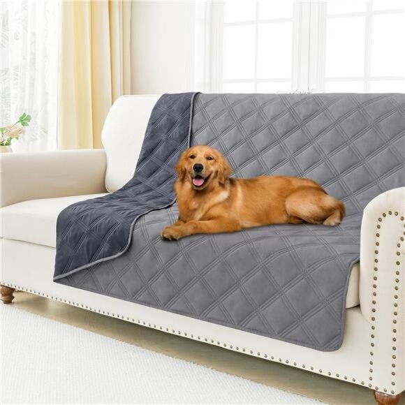 Waterproof Dog Bed Cover Blanket 52x82 Soft Reversible Pet Blanket Gray Comfy NW - Picture 1 of 7